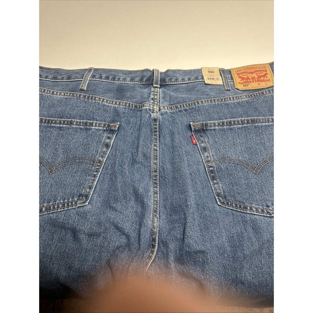 Levis Men's 505 Regular Fit Jeans, Big & Tall, Medium Stonewash, 46x32 - Picture 6 of 11
